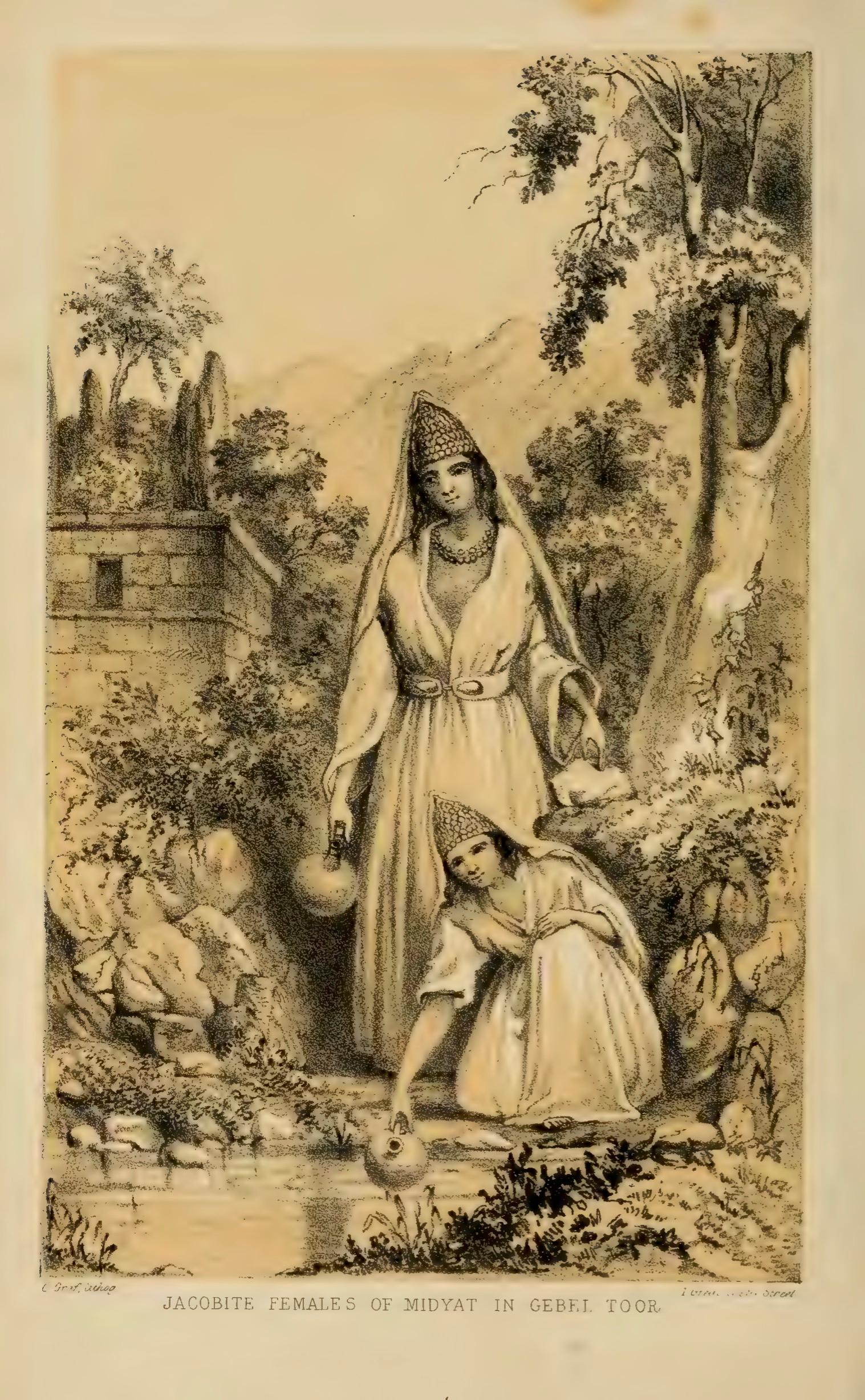 Jacobite (Syriac Orthodox) women drawing water at Midyat, Tur Abdin