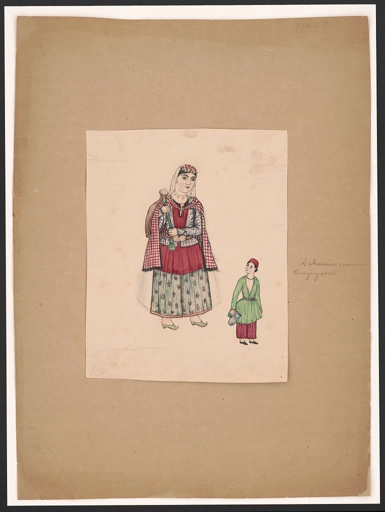 A Nestorian (Assyrian) woman carrying water, painting, about 1839