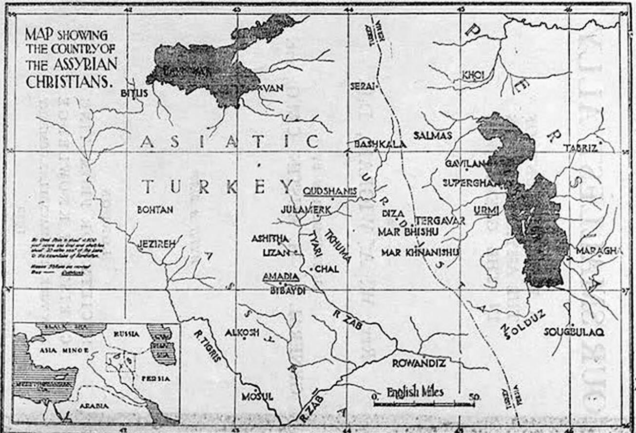 Map of the country of the Assyrian Christians, 1920