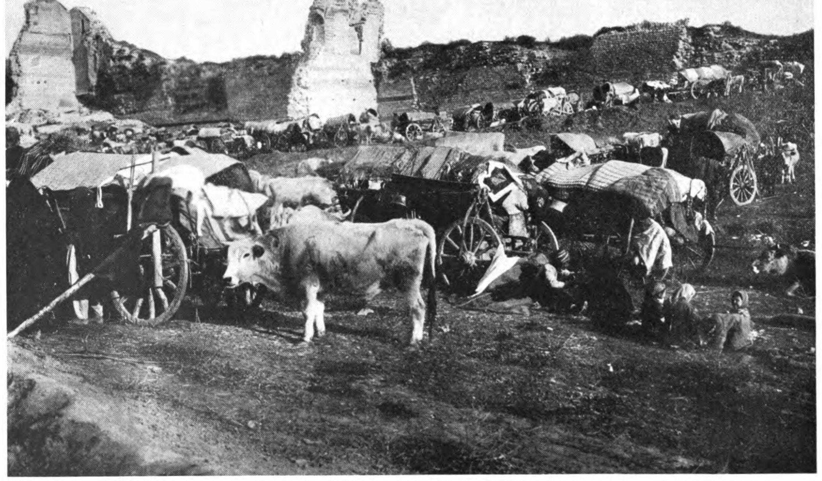 Christian families fleeing the Turkish massacre