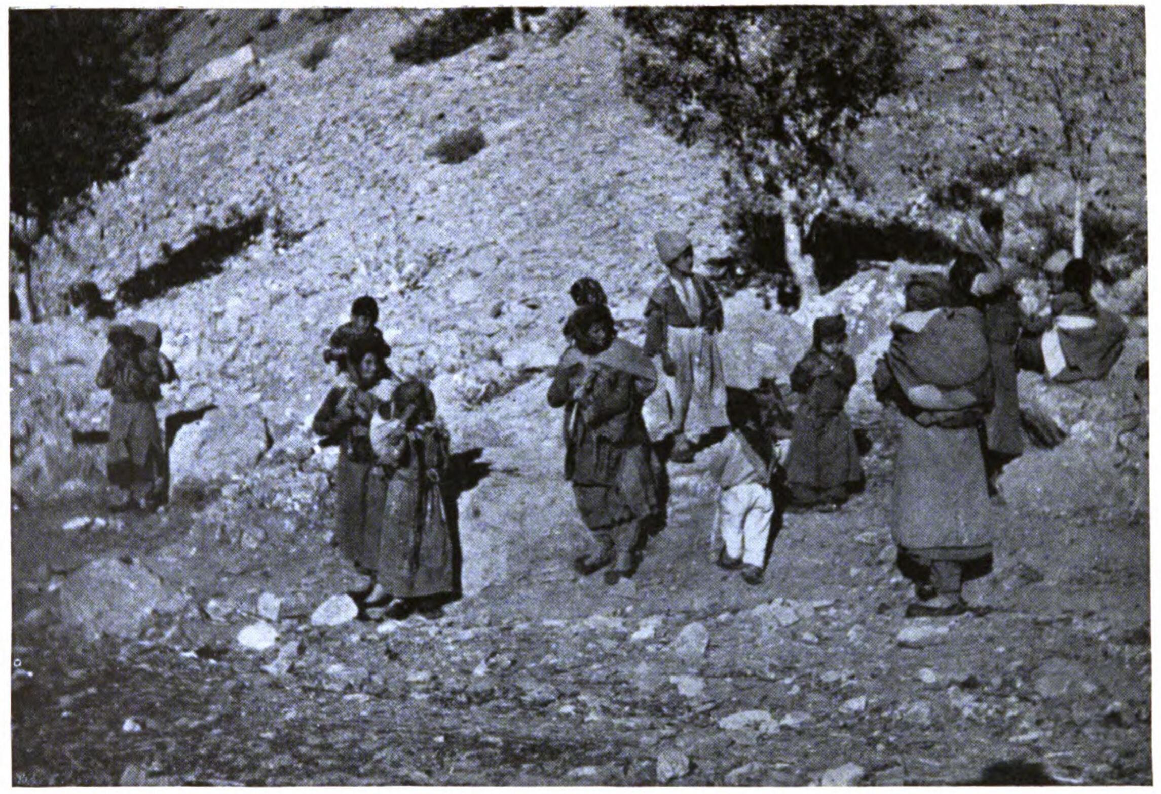 Syrian (Assyrian) women of the Kurdistan mountains in flight