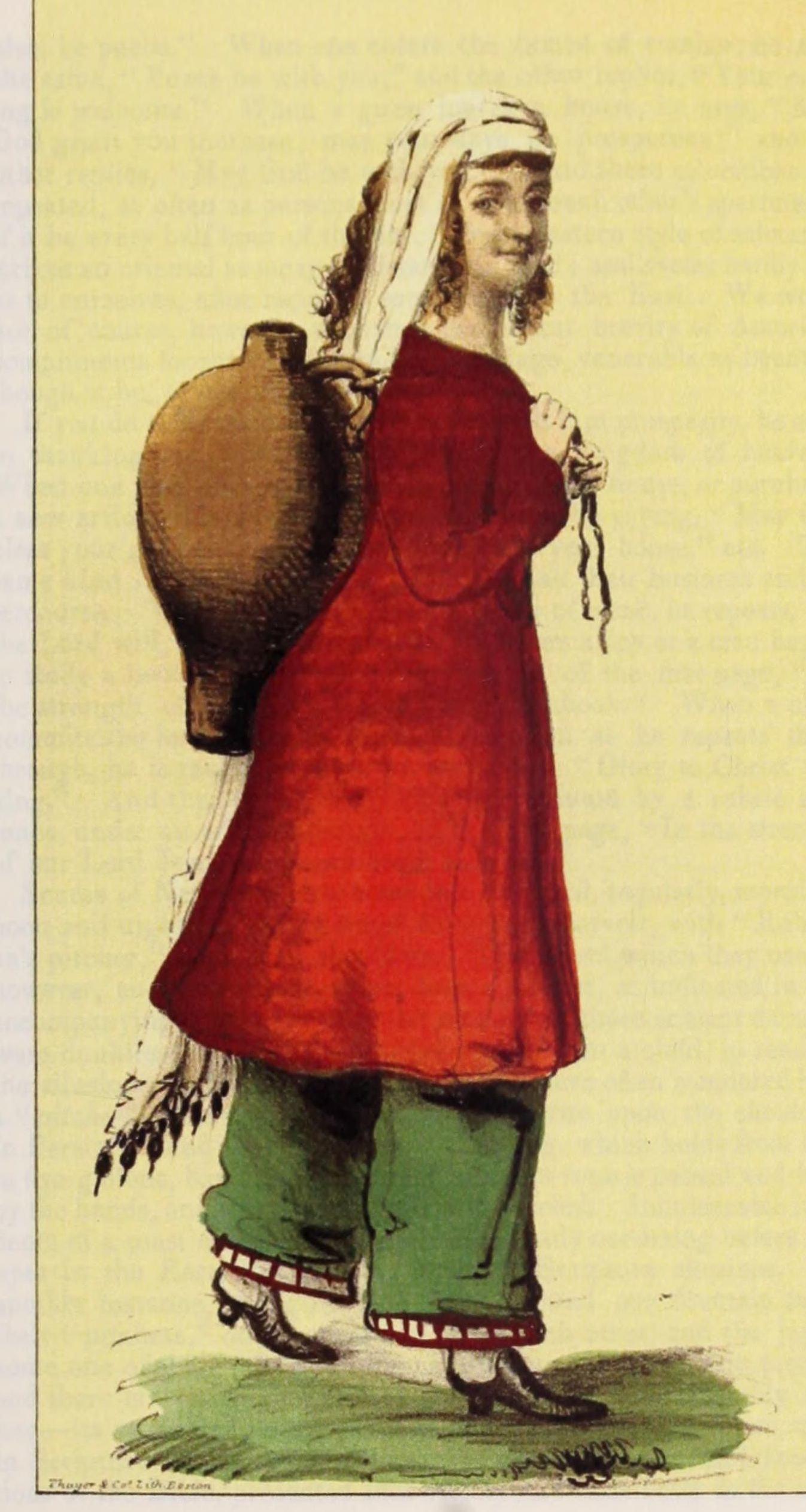 A Nestorian (Assyrian) girl carrying water, 1843 lithograph