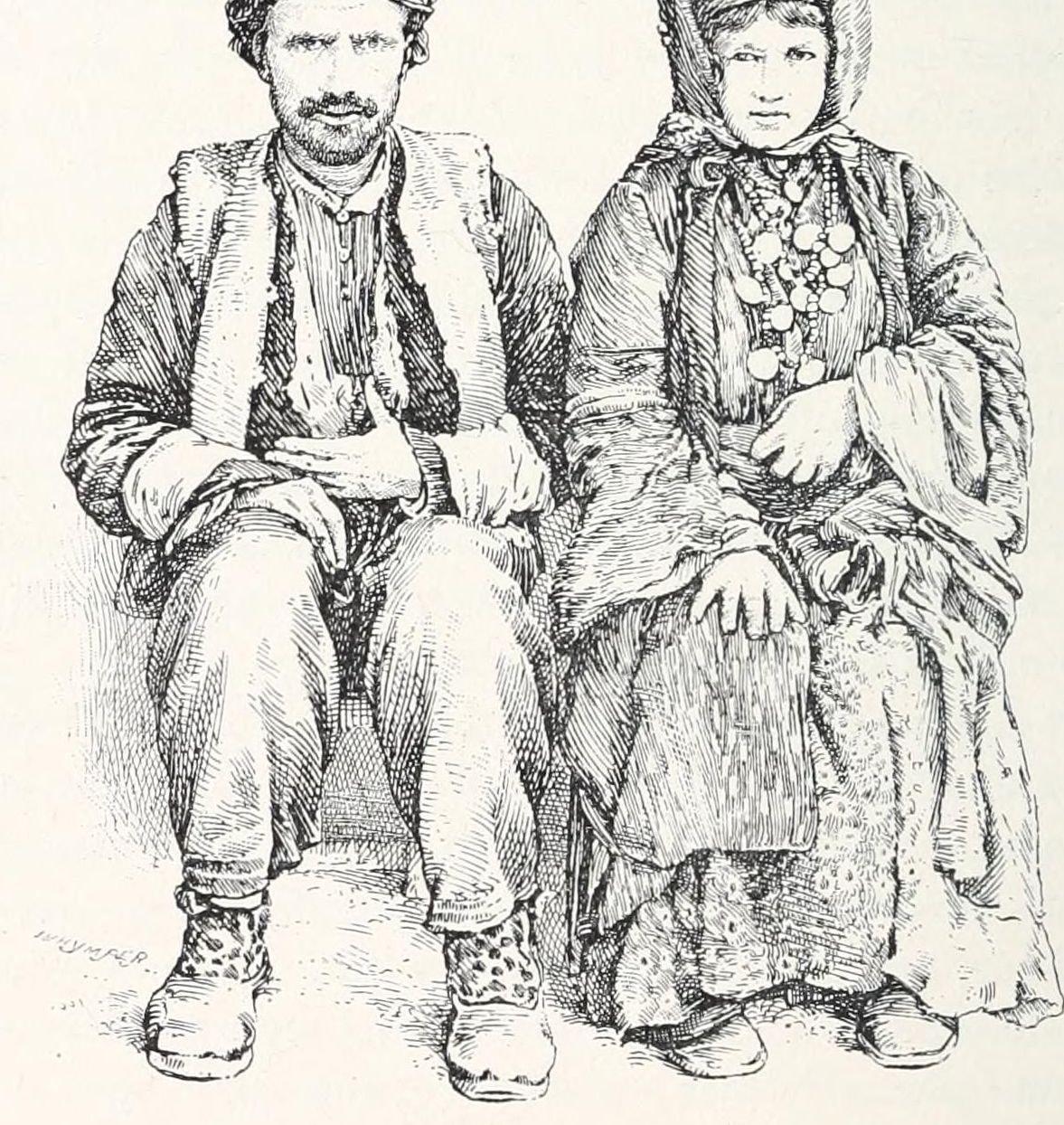 Syrian (Assyrian) priest and his wife, 1891 engraving