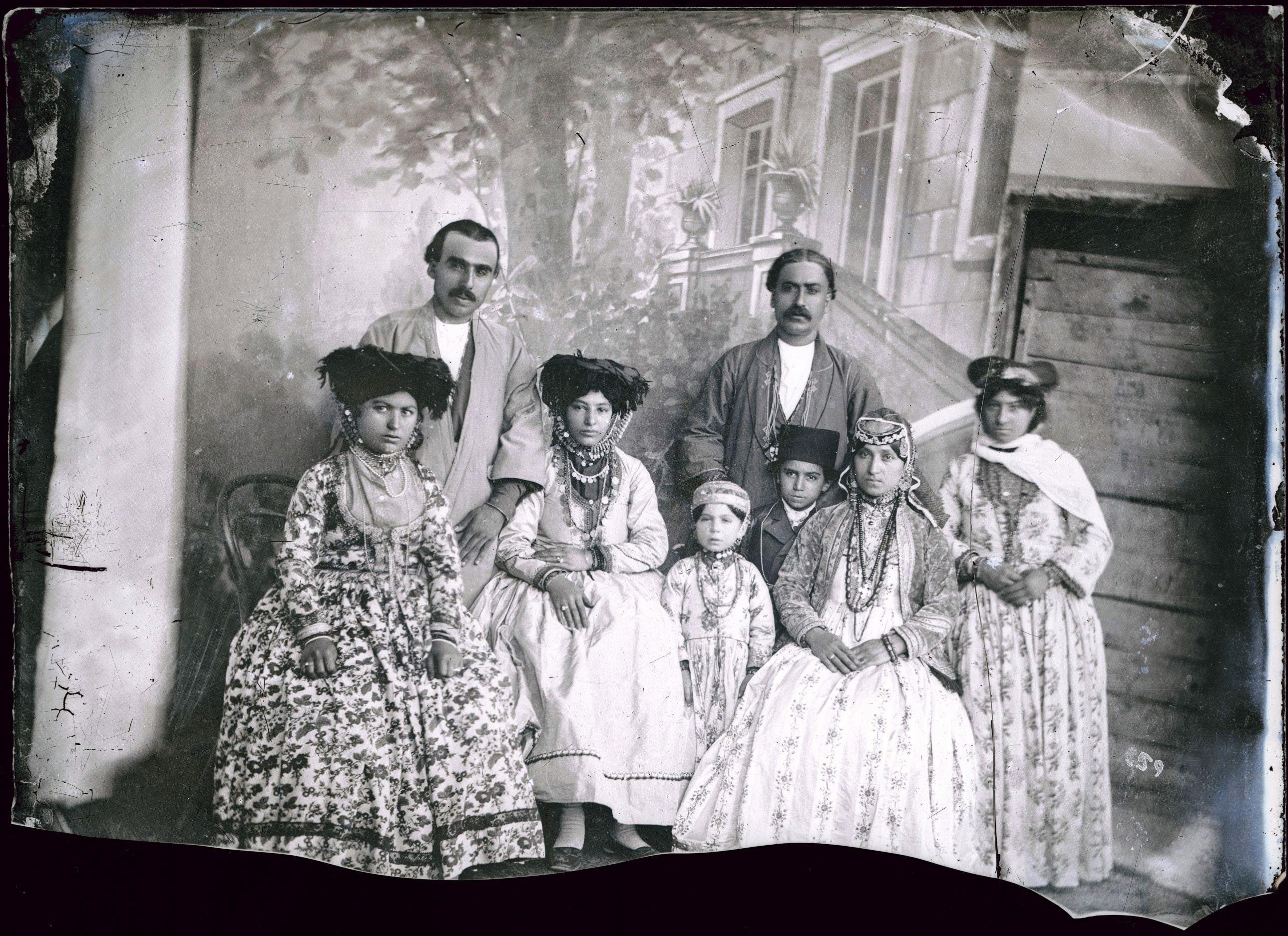 Nestorian (Assyrian) Christian family, studio portrait by Sevruguin