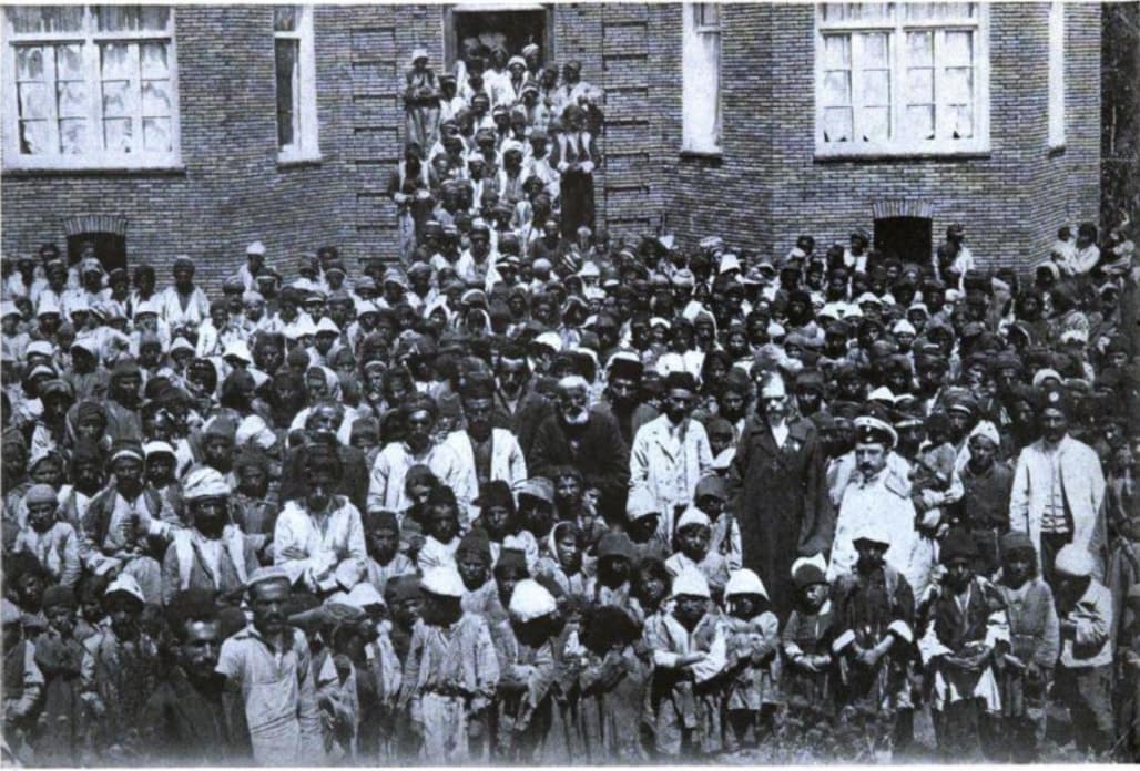 Refugees from the Kurdistan mountains at the Russian consulate, Urmia