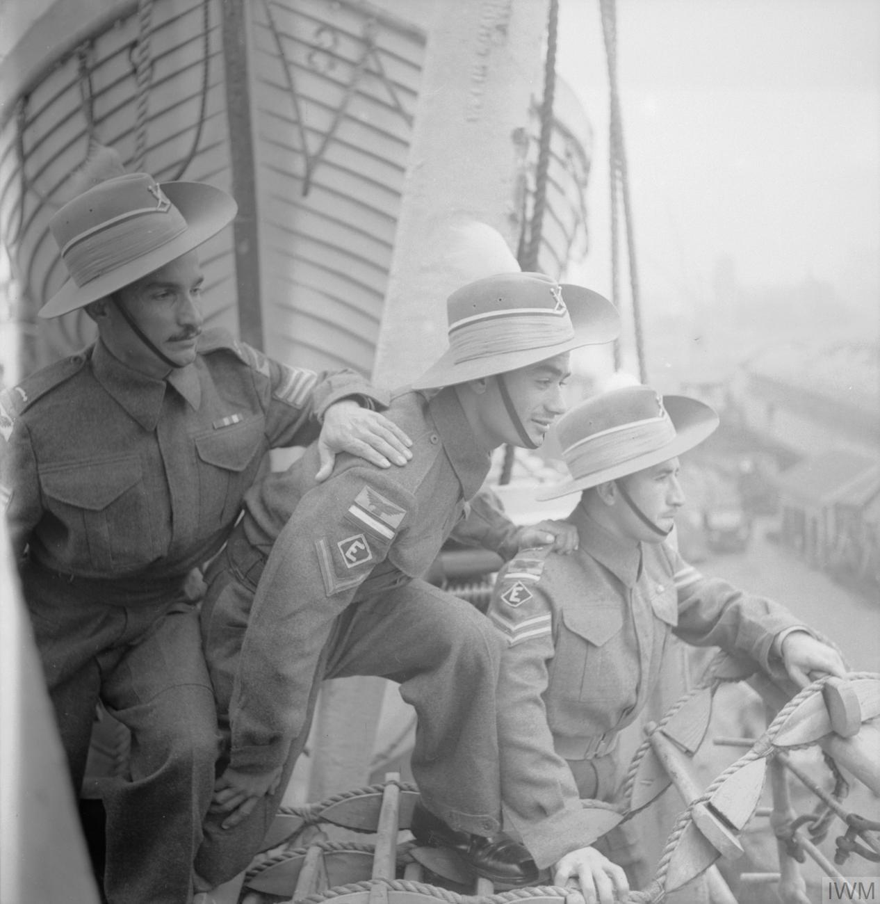 Iraq Levies arriving in Liverpool for the 1946 Victory Parade
