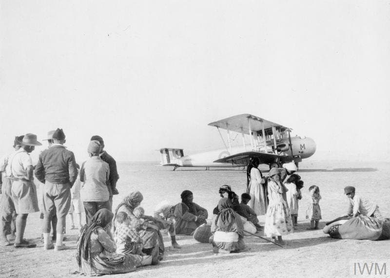 Assyrian refugees waiting on the airfield for the RAF airlift, Mosul
