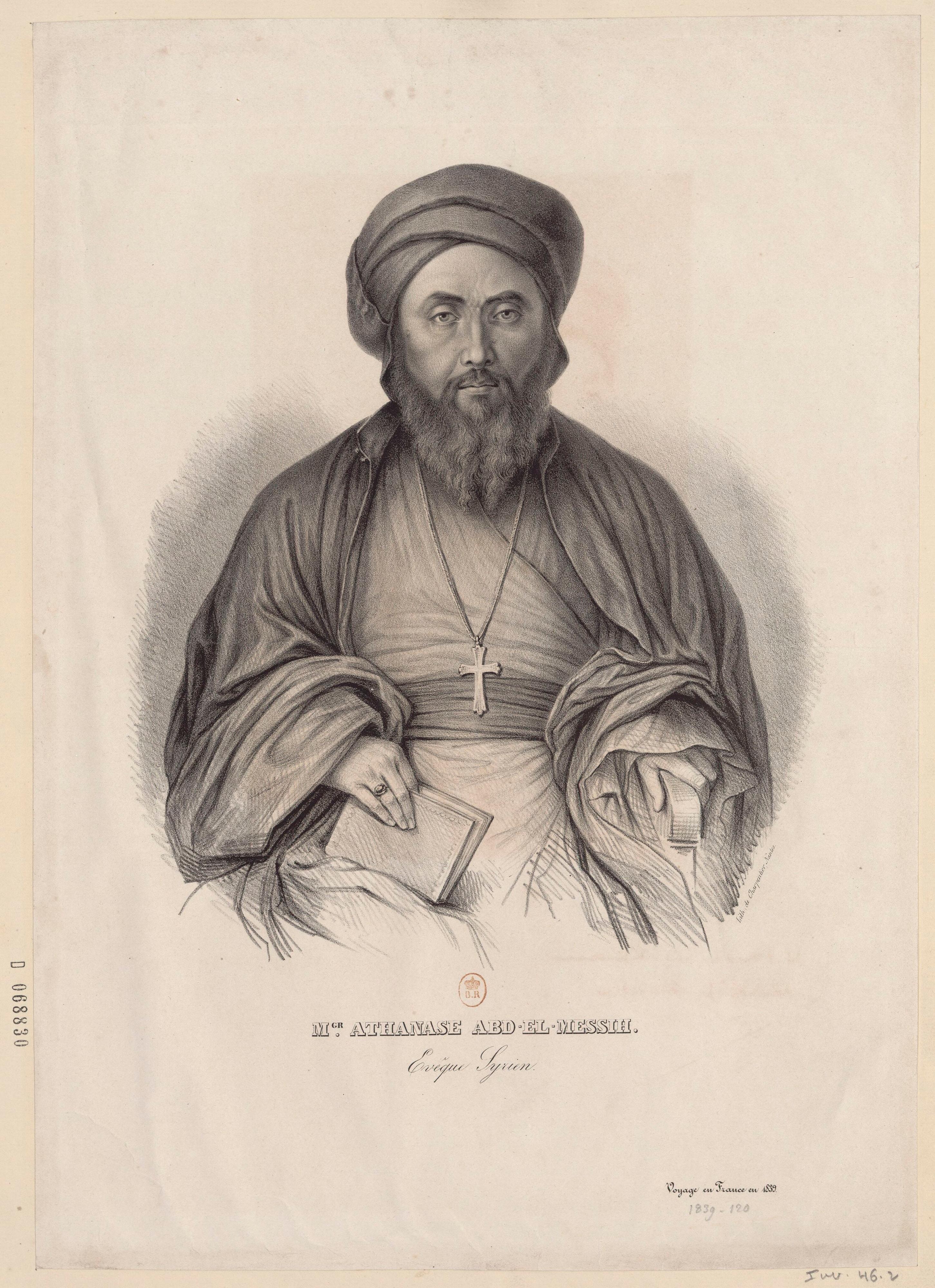 Athanase Abd-El-Messih, Syrian bishop, on his 1839 visit to France