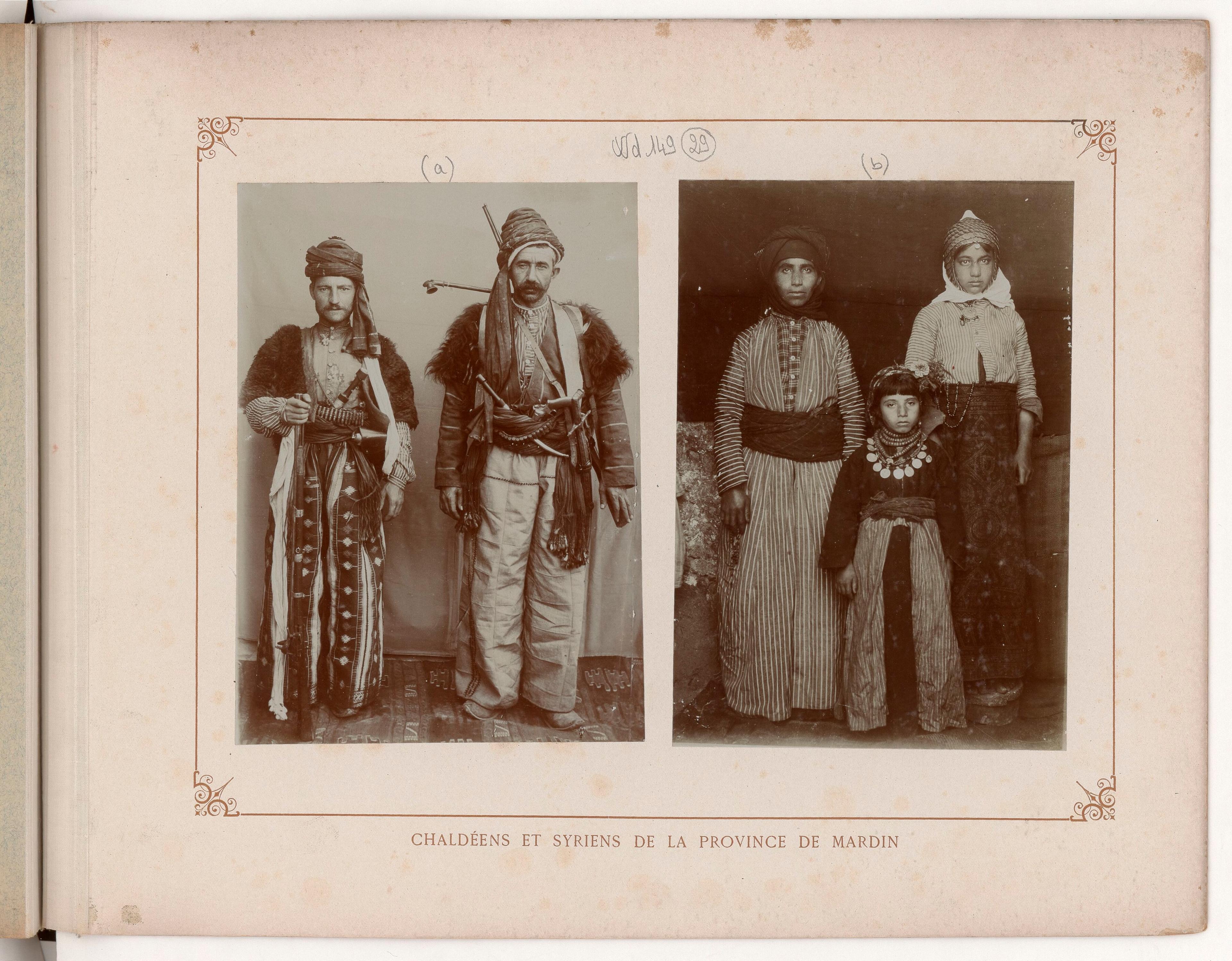 Chaldean and Syriac men, and a woman with children, of Mardin province