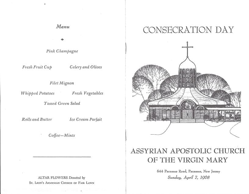 Consecration Day program of the Virgin Mary church in Paramus, 1968
