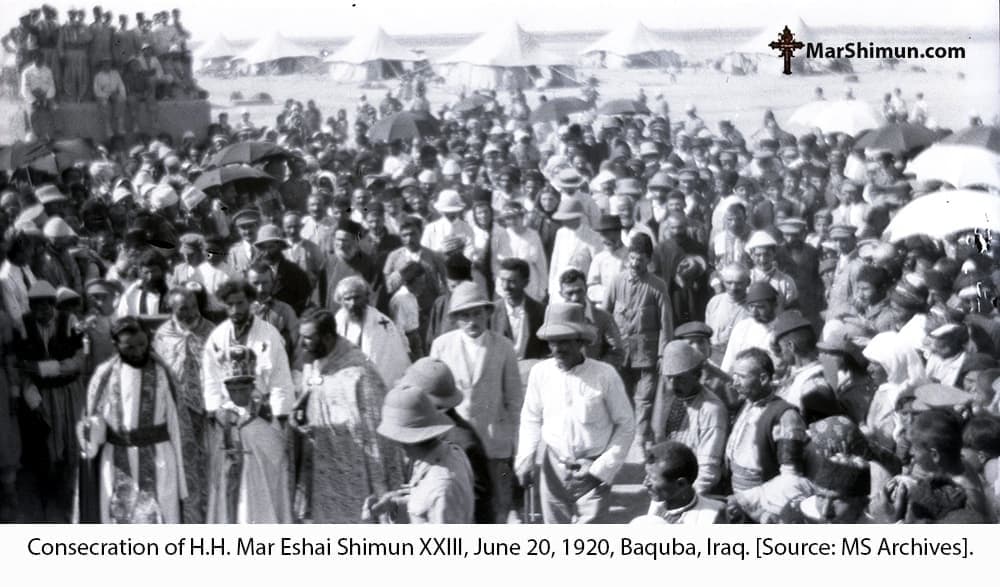Crowds at the consecration of Mar Eshai Shimun XXIII, Baqubah, 1920
