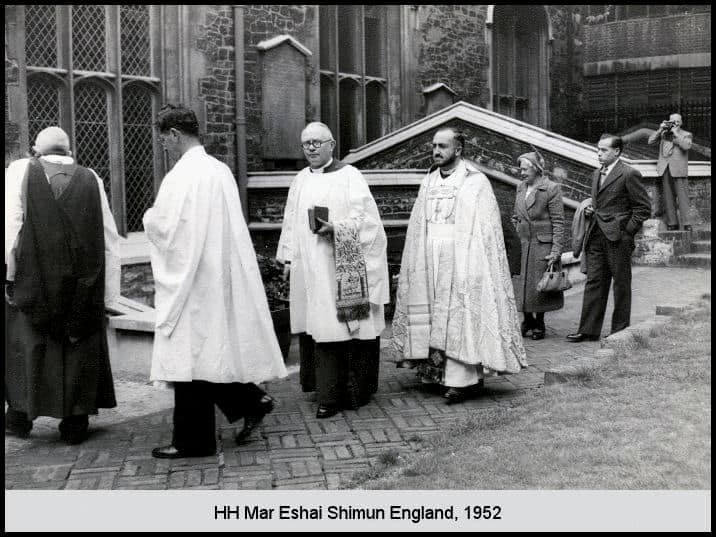 Mar Eshai Shimun in procession in England, 1952