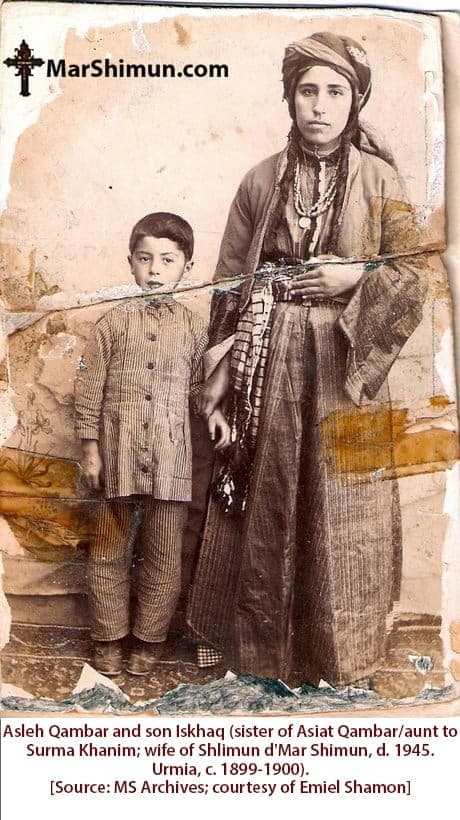Asleh Qambar and her son Iskhaq, Urmia, about 1900