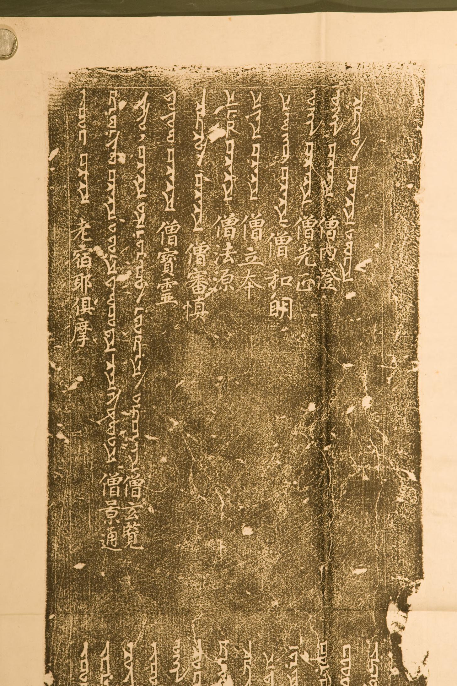 Xi'an Stele side rubbing with Syriac and Chinese names of clergy