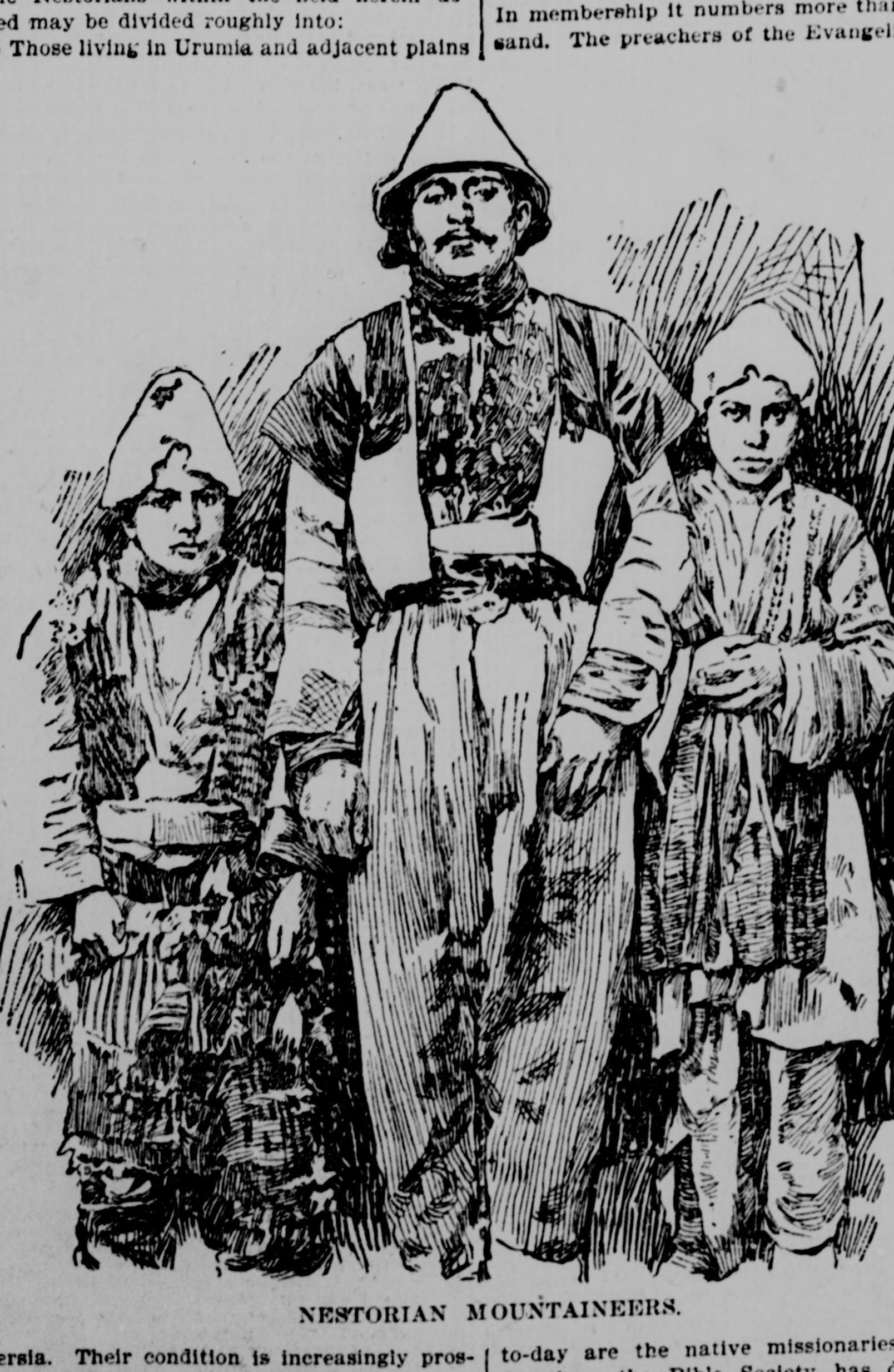 Nestorian (Assyrian) mountaineers, newspaper drawing, 1896