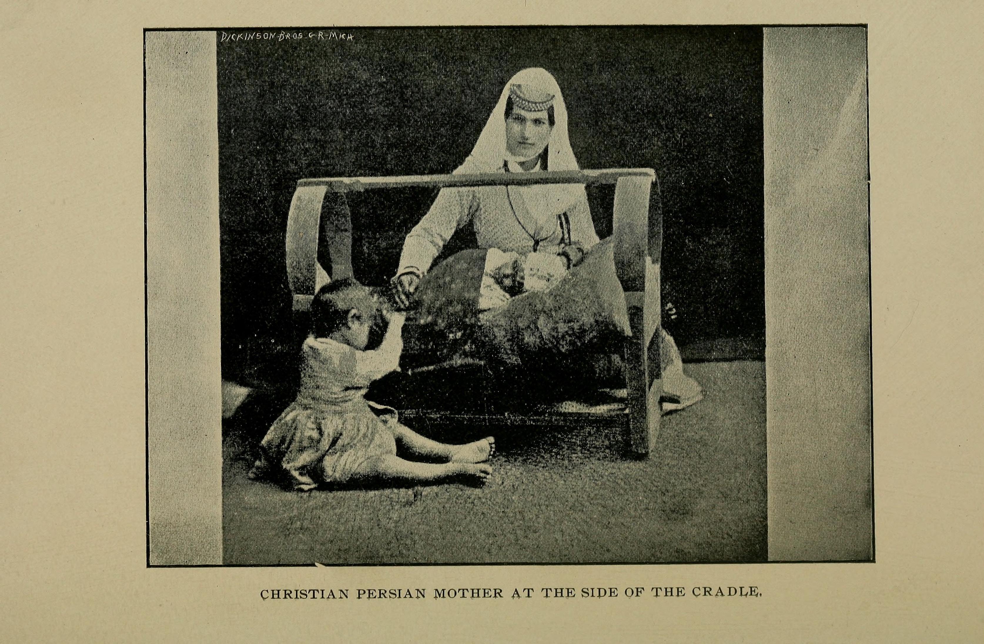 Christian mother in Persia at her child's cradle, 1898