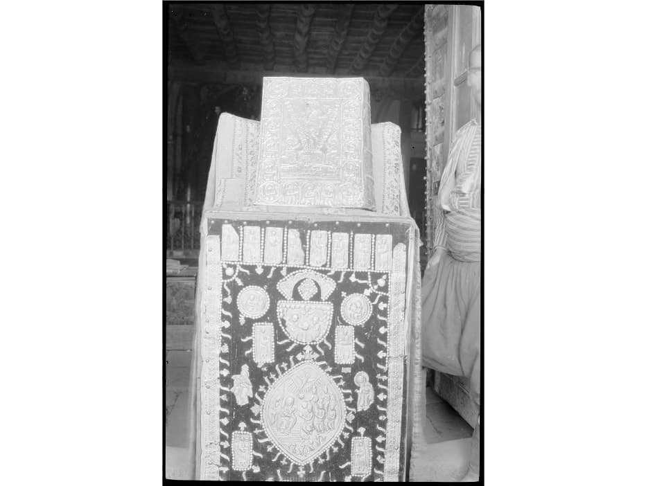 Silver gospel cover at the Syriac church of the Virgin, Diyarbakir, 1911