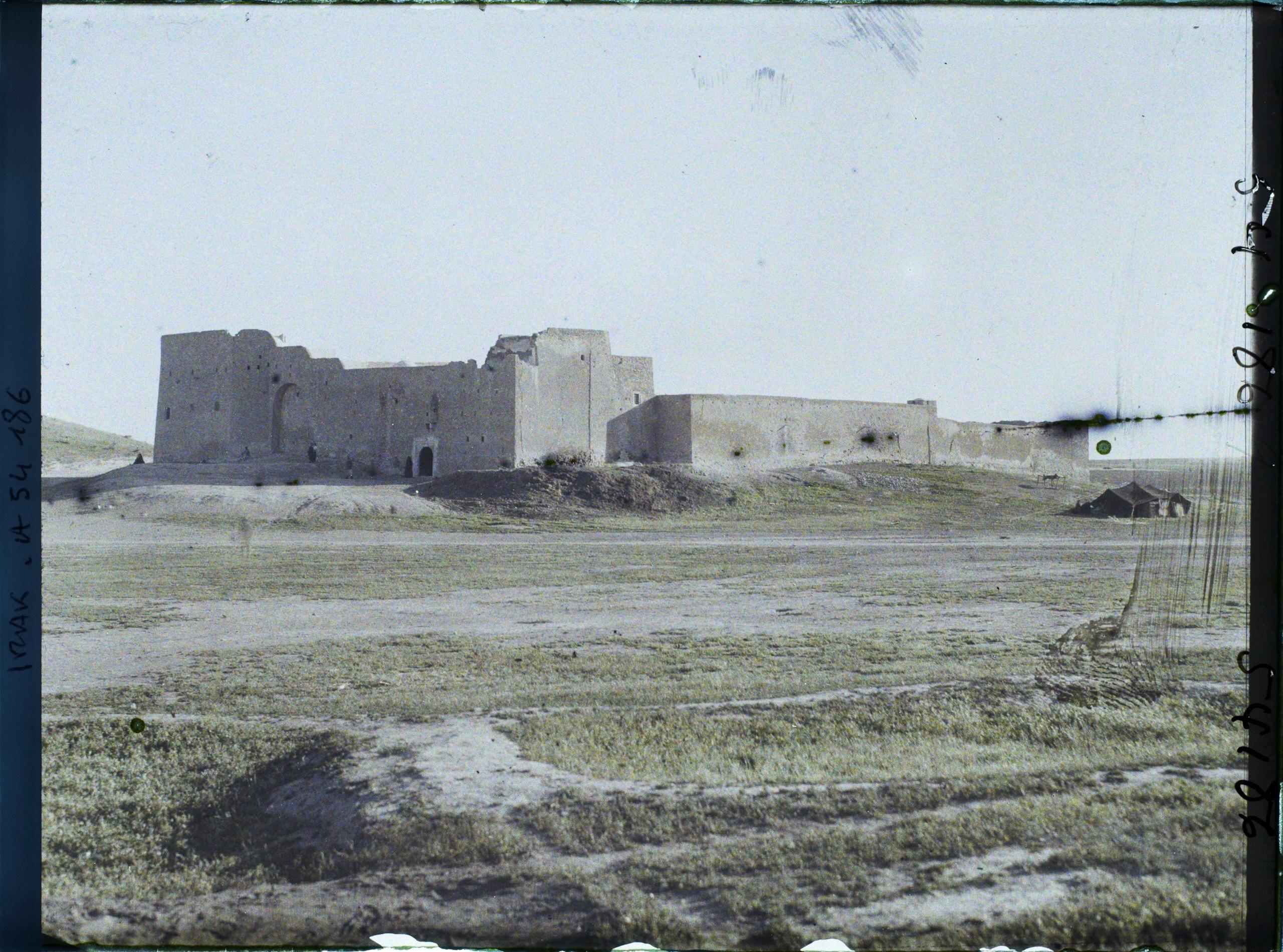 Monastery of Mar Behnam across the plain, autochrome, 1927