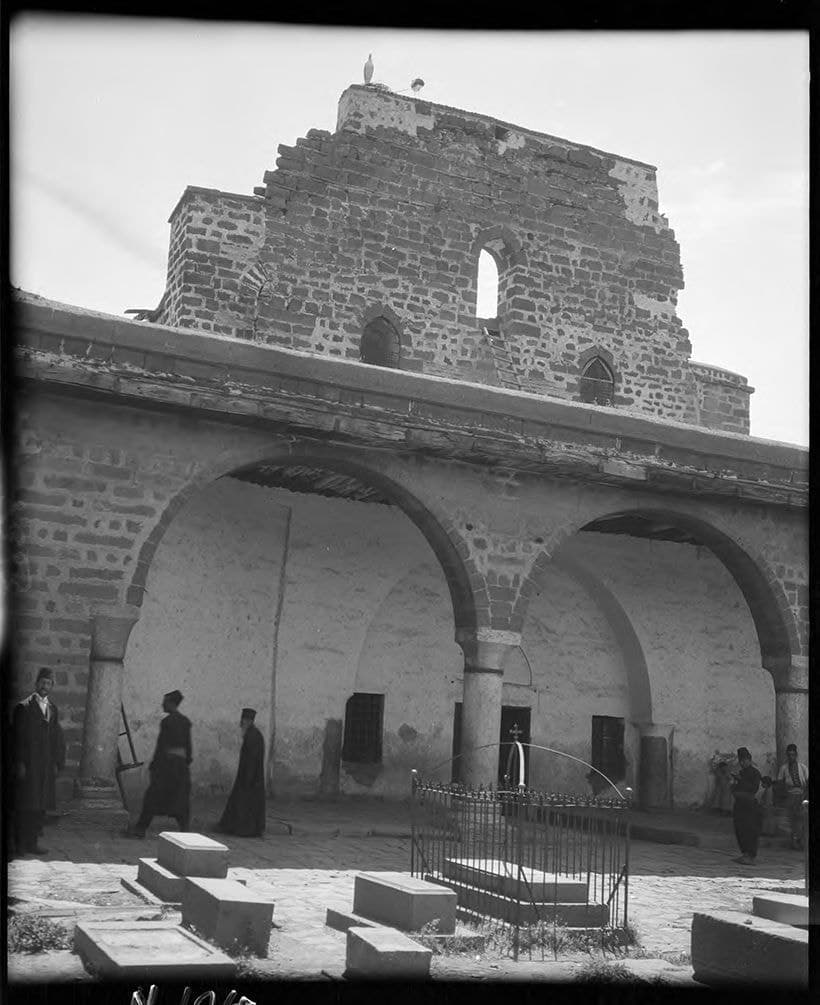 Priest and men at the Church of the Virgin (El Hadra), Diyarbakir, 1909