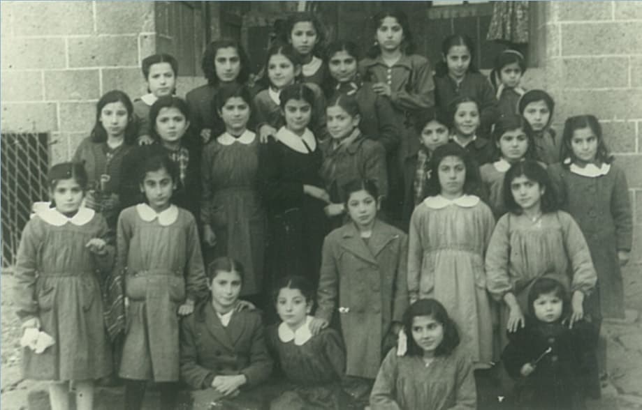 Girls of the Syriac girls' school at St Mary's church, Diyarbakir, 1940s