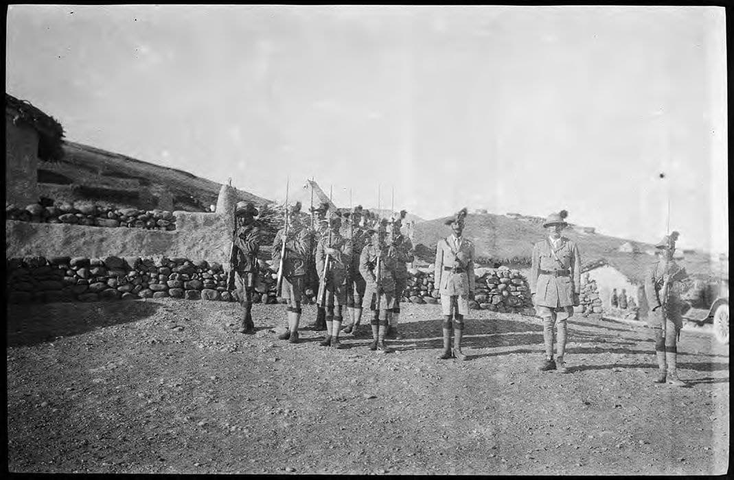 Assyrian Levies at the salute, Zakho camp, 1922