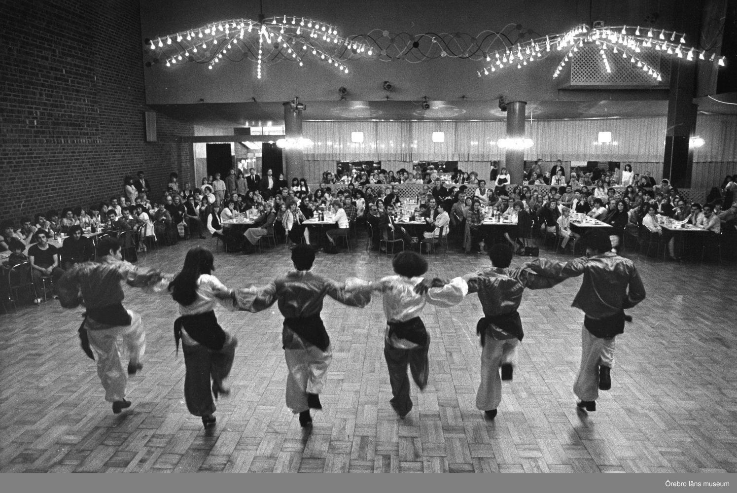 Assyrian folk dancers at the Hjalmar Bergman theatre, Örebro, 1980