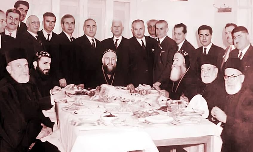 Patriarch Ignatius Yacoub III at a banquet in Aleppo, mid-1960s