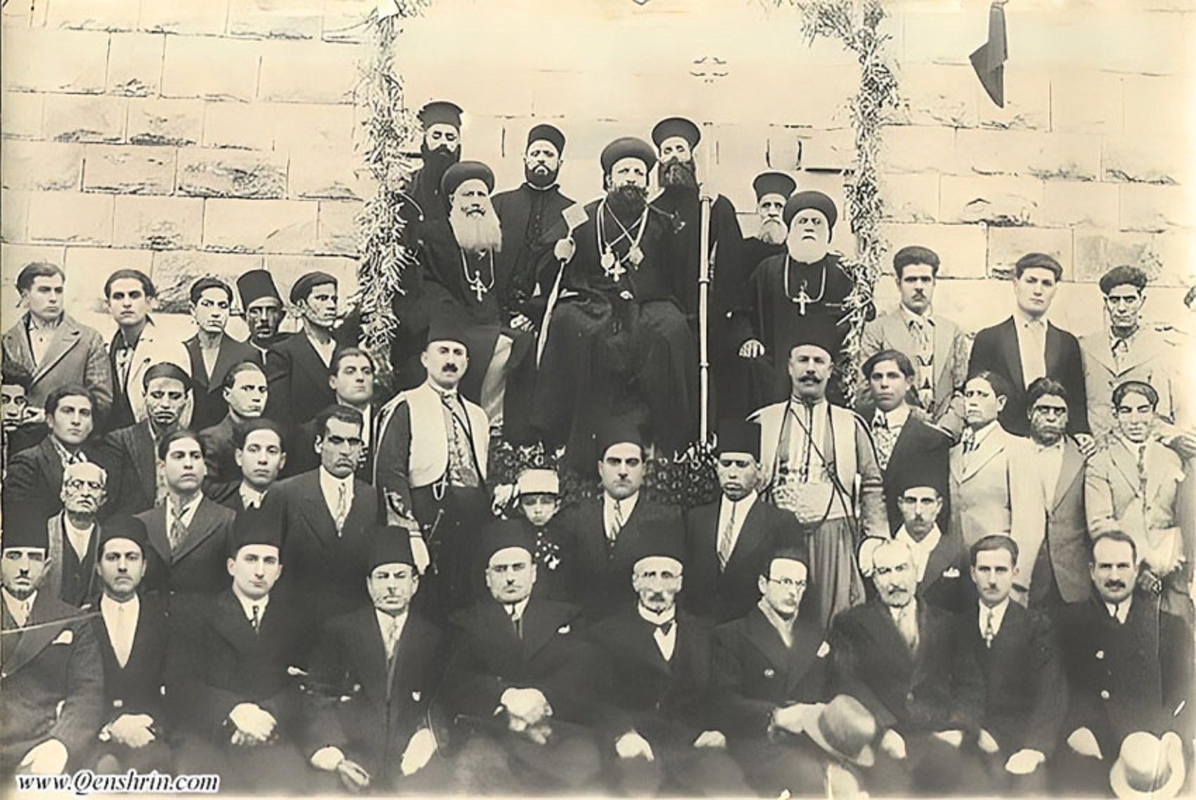 Patriarch Aphrem I Barsoum with clergy and the Syriac community of Aleppo