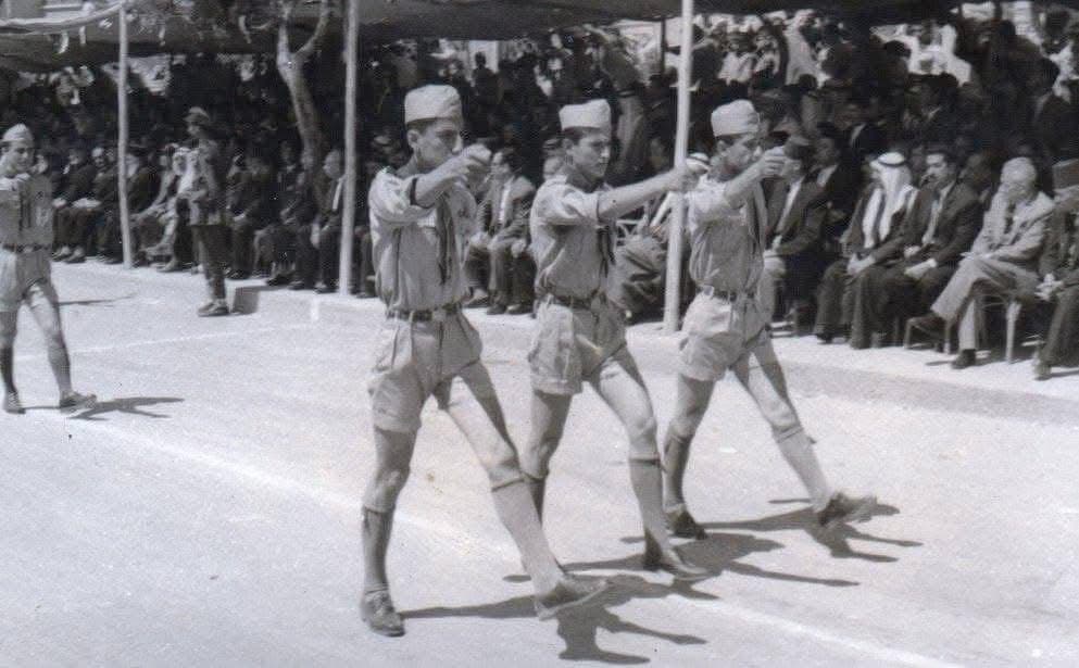 Syriac Scouts march at an official celebration in Qamishli, 1965