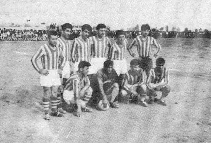 Al-Rafidain Club football team at the Qamishli stadium, 1958
