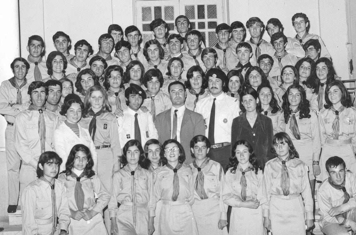 Fourth Syriac Scout Troop on the steps of St Jacob of Nisibis, Qamishli, 1973