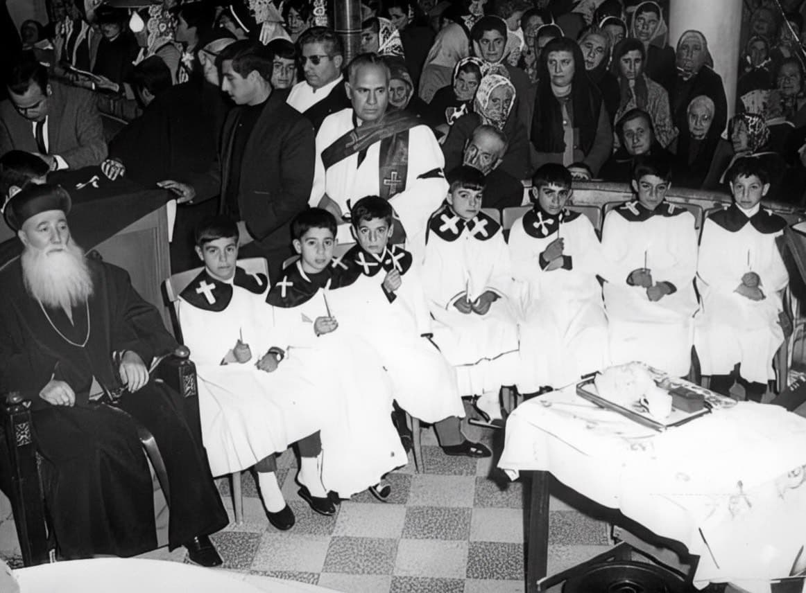 Rite of the Washing of the Feet at St George's, Aleppo, 1968