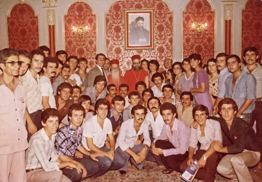 Syriac youth with Patriarch Ignatius Zakka I Iwas in Damascus, 1980