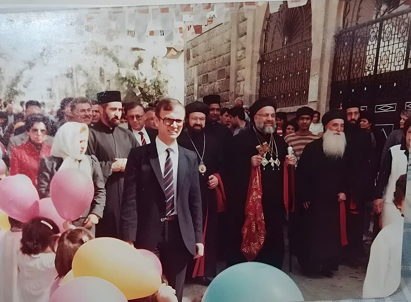 Syriac Quarter welcomes Patriarch Ignatius Zakka I Iwas, Aleppo, 1984