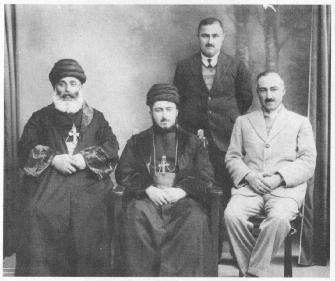 Mar Eshai Shimun with Mar Zaya Sargis and Dawid d'Mar Shimun, 1933
