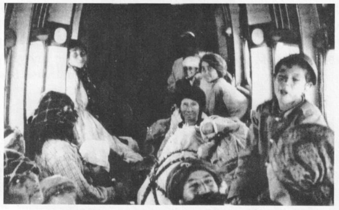 Assyrian refugees inside an RAF aircraft during the 1933 Mosul airlift