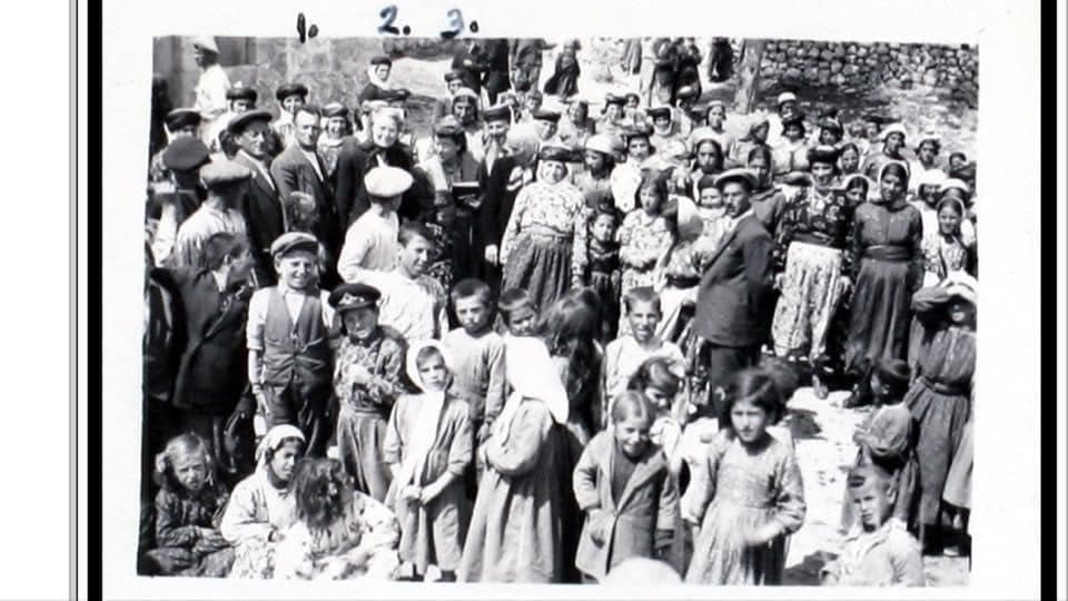 Villagers of Qeleth at the new church bell's inauguration, 1949