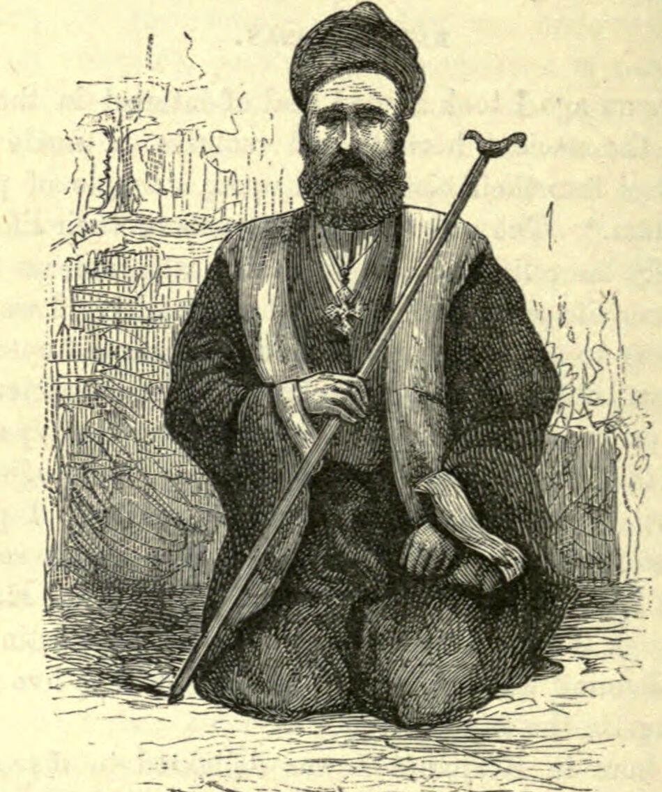 Rabban Yonan, the hermit-monk of Qudshanis, 1876 engraving