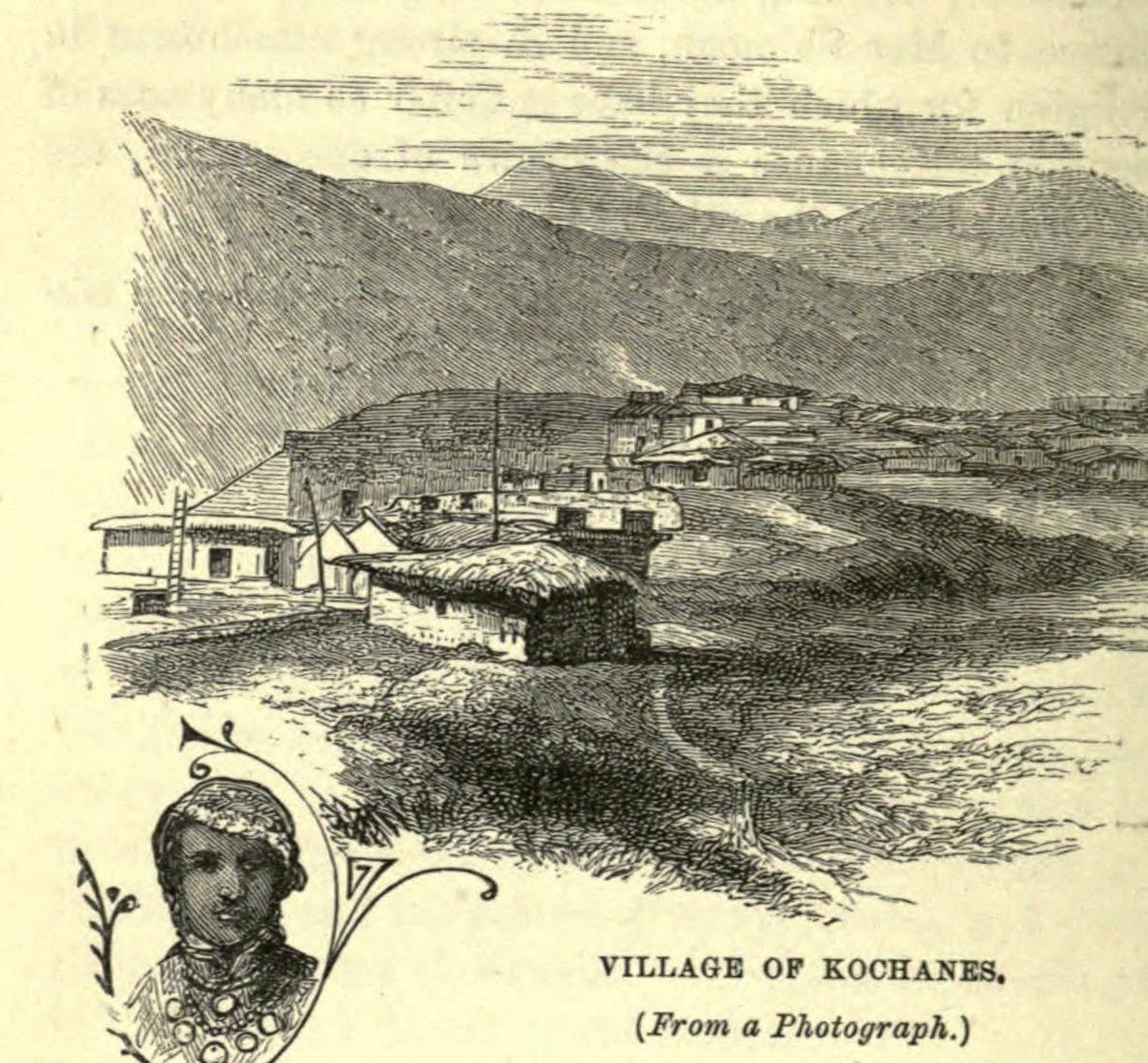 Village of Kochanes (Qudshanis), 1876 engraving