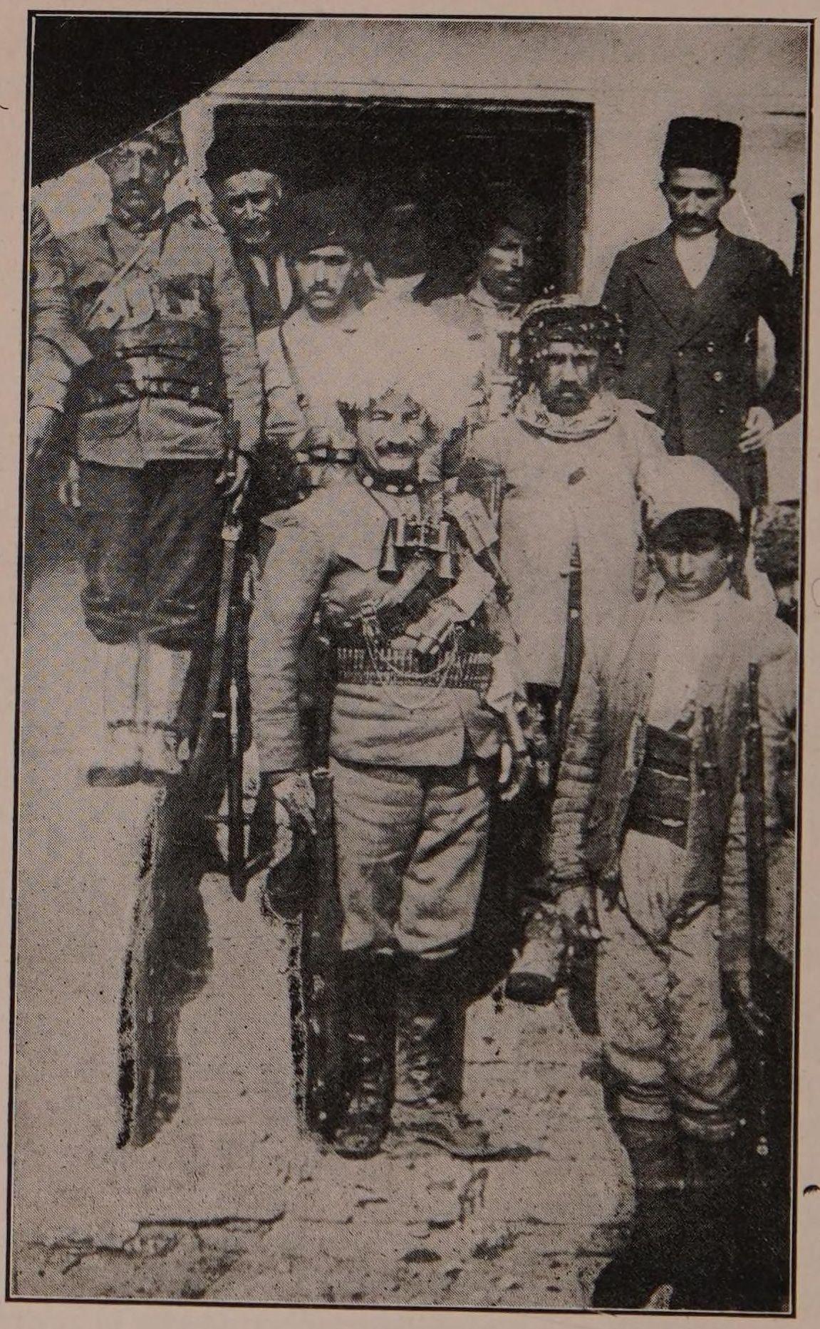 Agha Petros waiting to receive the surrendering mullahs, Urmia 1918