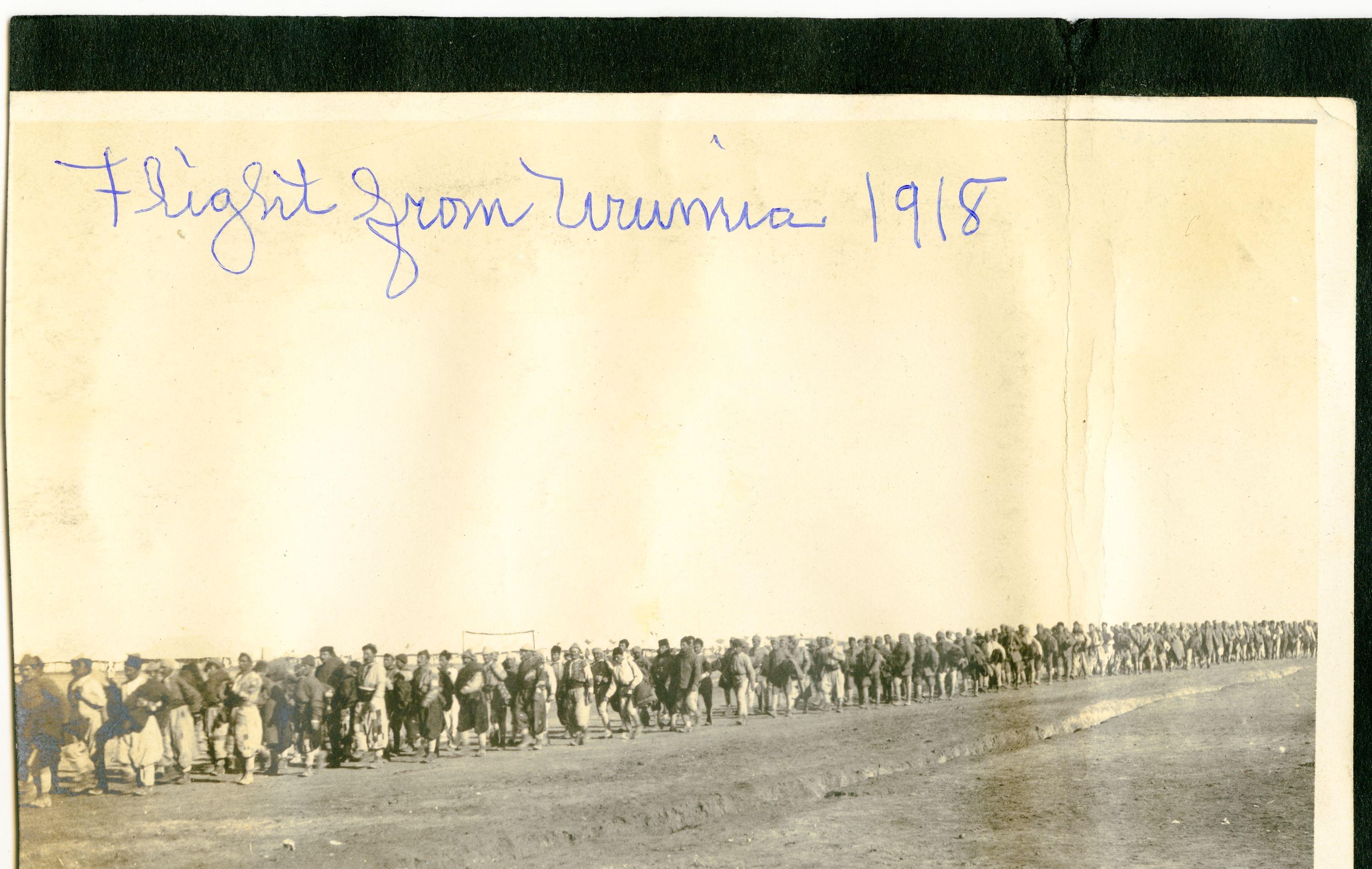 Column of refugees on the flight from Urmia, 1918