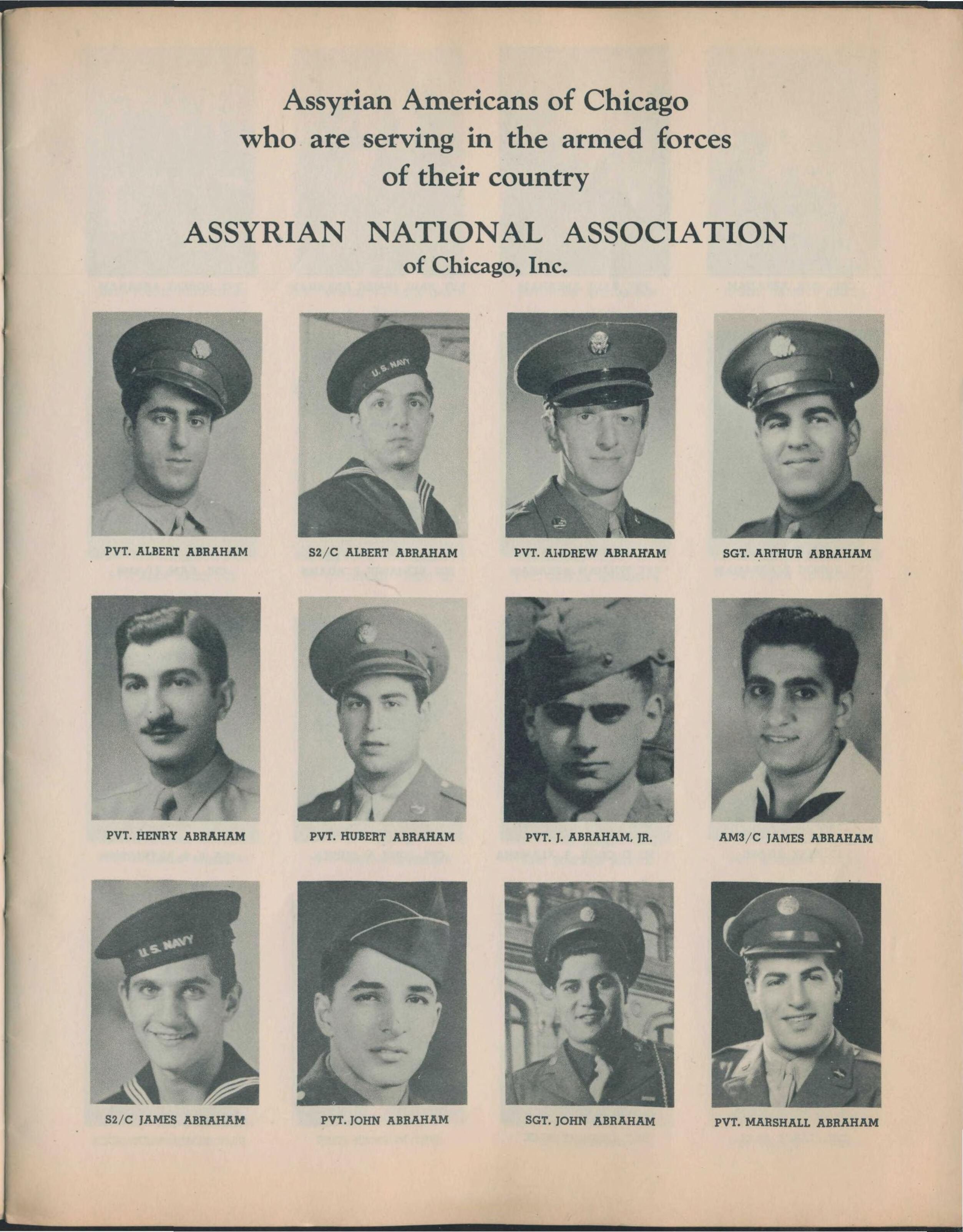 Assyrian Americans of Chicago in the armed forces, 1944 booklet