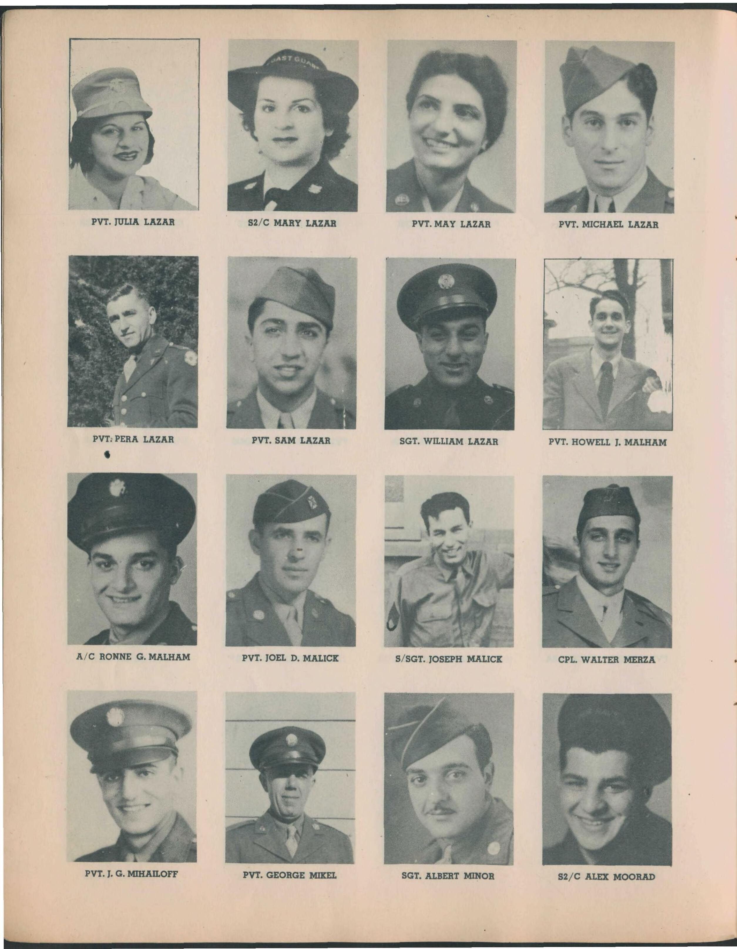 Chicago Assyrian servicemen and women, including the Lazar sisters, 1944