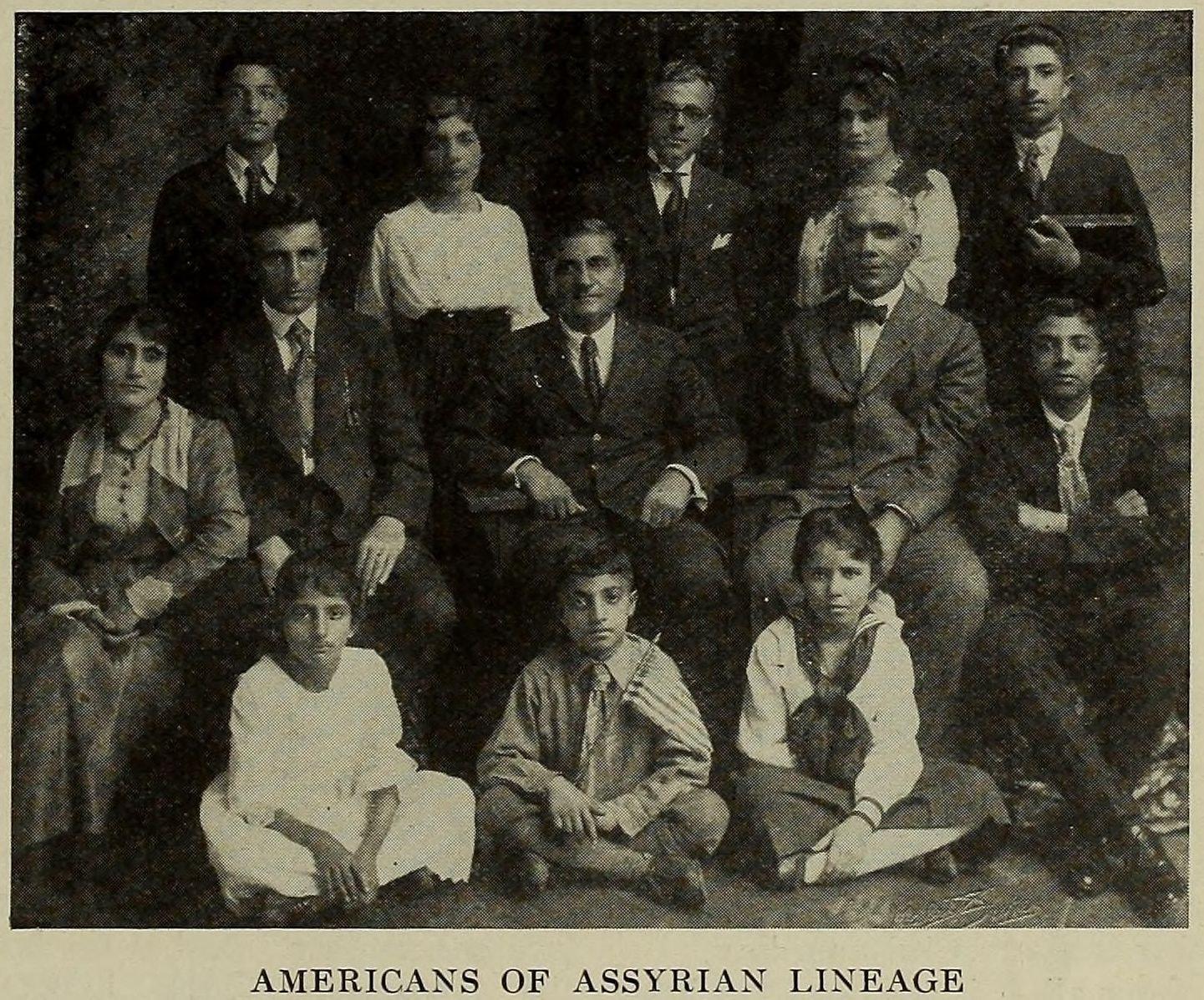 "Americans of Assyrian lineage", group portrait published 1921