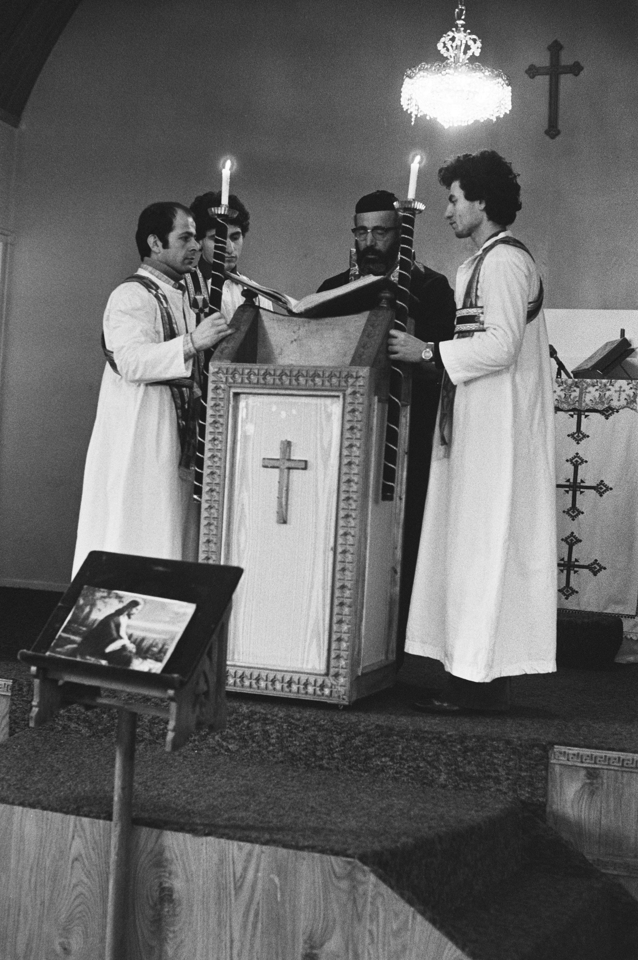 Syriac Orthodox priest celebrating the liturgy in Hengelo, 1981