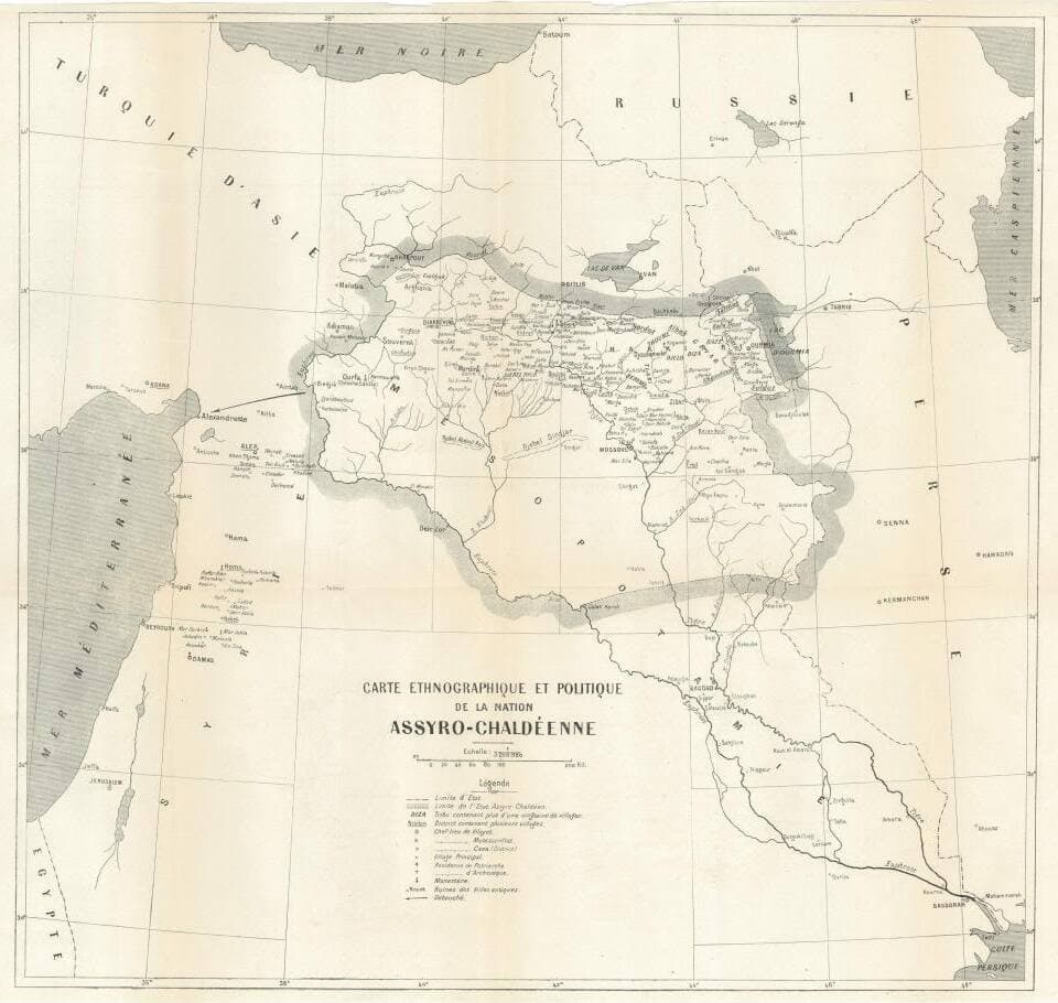 Assyro-Chaldean delegation map presented at the Paris Peace Conference, 1919