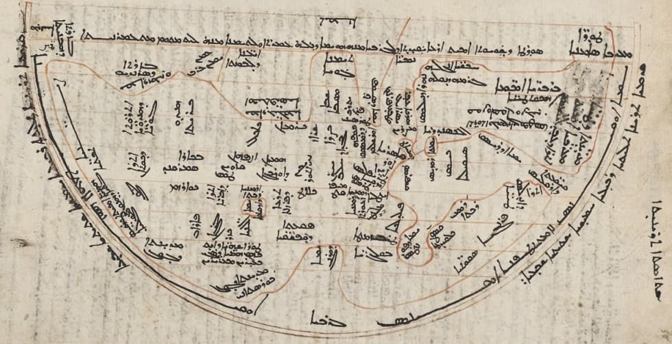 Syriac world map from a manuscript of Bar Hebraeus