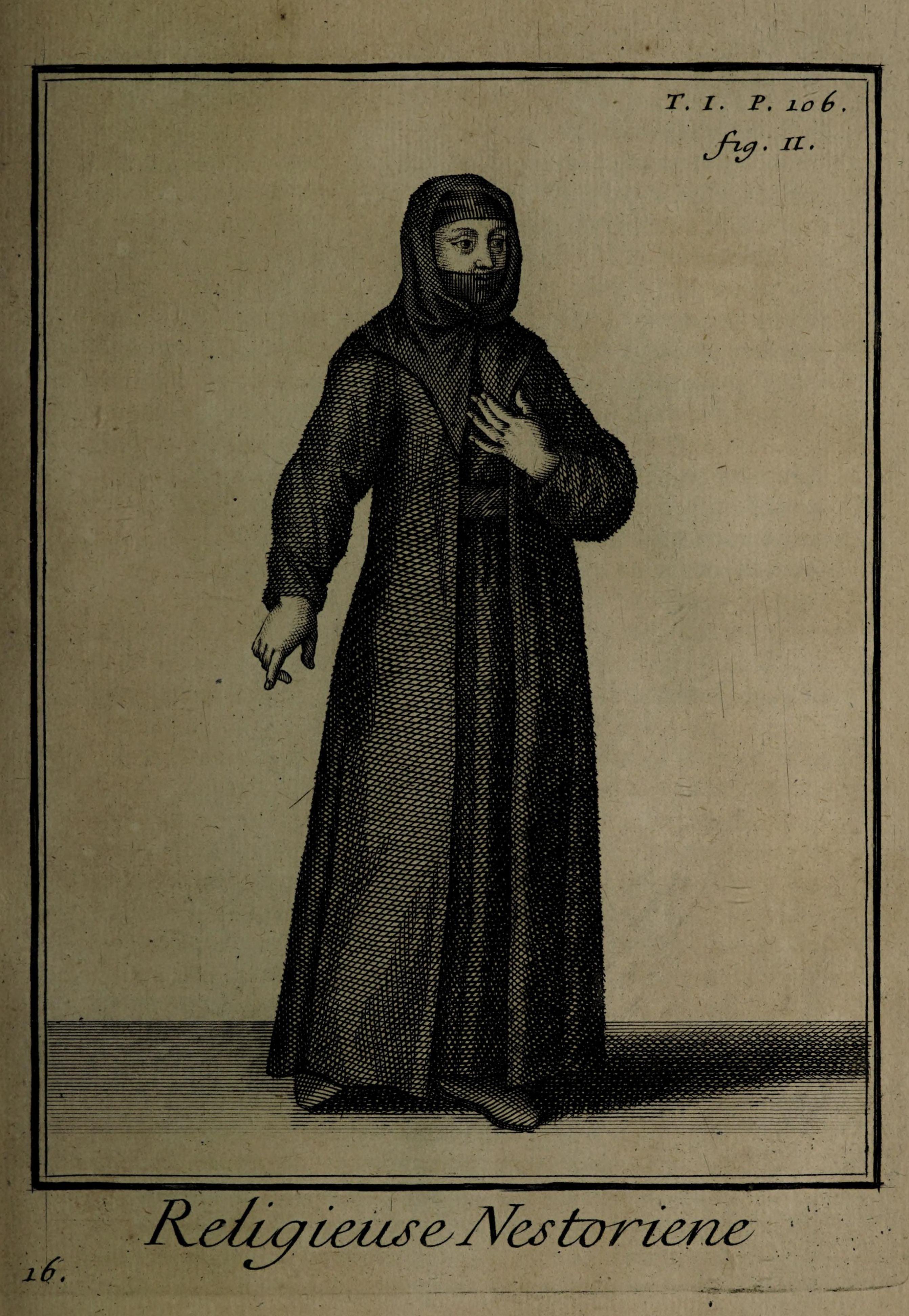 A Nestorian nun, engraving from Hélyot, 1714