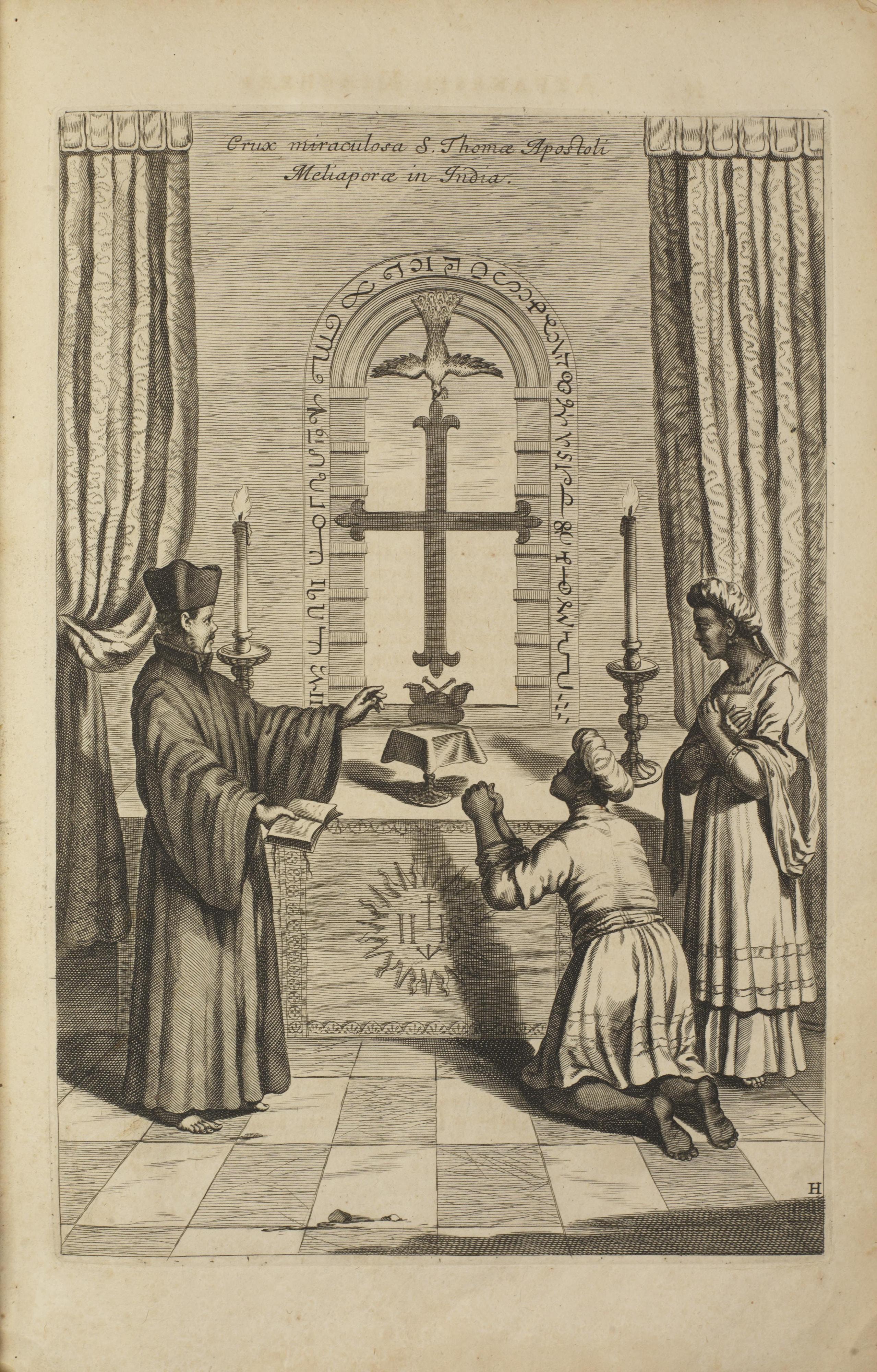 The miraculous cross of Saint Thomas at Mylapore, engraving, 1667