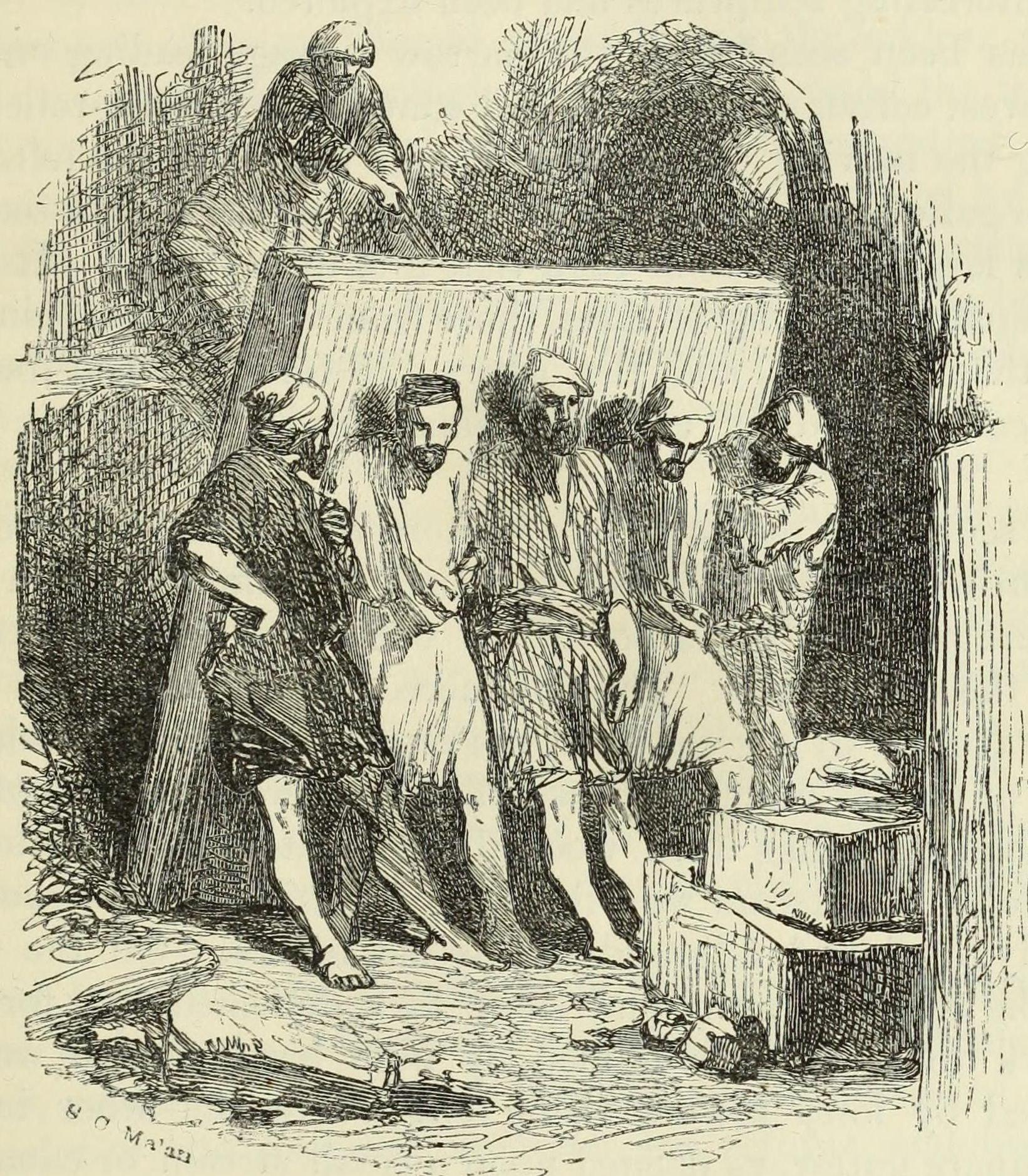 Arabs and Nestorians moving a slab at Kouyunjik